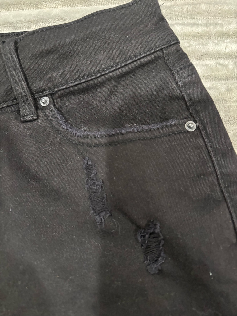 Armani Exchange Black Distressed High-Rise Jean Shorts - Picture 3 of 11